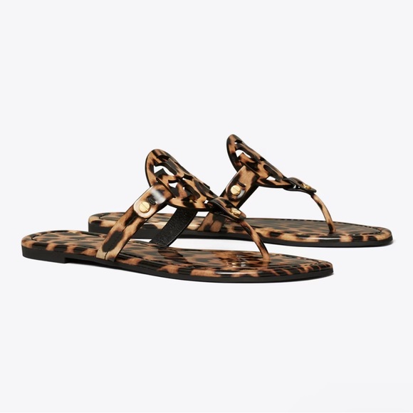 Tory Burch MILLER PRINTED PATENT SANDAL 7.5 Classic Leopard - Picture 2 of 12